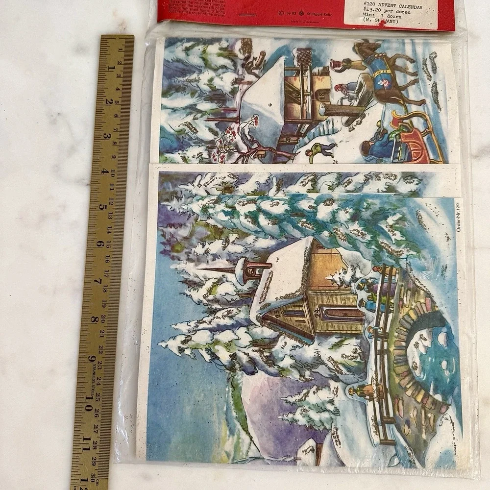 VTG Christmas Advent Calendar RS‎ Stuttgart Rohr West Germany Glitter New Nr 120